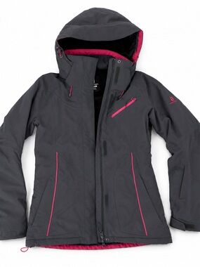 Salomon Women's Gray Ski Jacket with Pink Accents